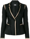 KARL LAGERFELD TAILORED TWILL BLAZER WITH PIPING