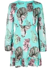 CYNTHIA ROWLEY INVERNESS TEAL FISH BELL SLEEVE DRESS