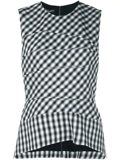 Narciso Rodriguez Wool Gingham Top In Black/white