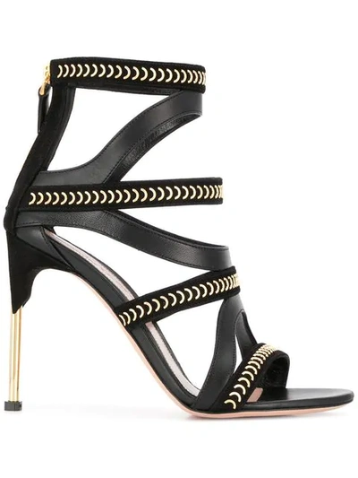 Alexander Mcqueen Cage Chain-trim Sandals In Black