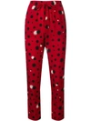 RED VALENTINO RED VALENTINO PRINTED SLIM-FIT TROUSERS - 红色