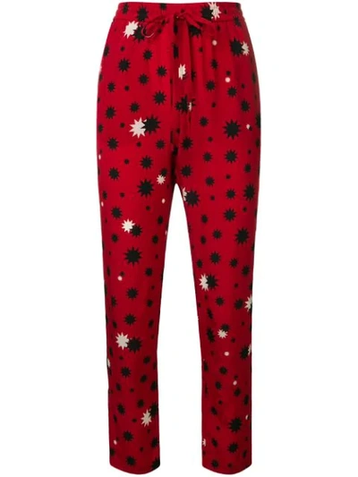 Red Valentino Printed Slim-fit Trousers - 红色 In Red