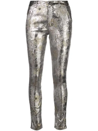 Cynthia Rowley Gold Coast Metallic Trousers In Silver