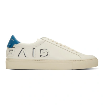 Givenchy White And Blue Urban Street Logo Applique Leather Trainers