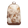 MAHI LEATHER Classic Cowhide Leather Backpack Rucksack In Brown & White