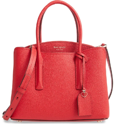 Kate Spade Medium Margaux Leather Satchel In Hot Chili/gold