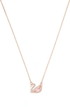 Swarovski Dazzling Swan Necklace In Rose Gold
