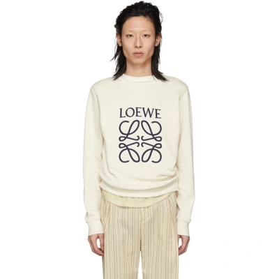 Loewe Anagram-embroidered Cotton-jersey Sweatshirt In Off White