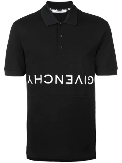 Givenchy Embroidered Upside Down Logo Polo Shirt In Black