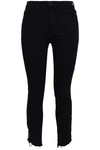 MOTHER FRAYED HIGH-RISE SKINNY JEANS,3074457345622423619