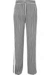 VICTORIA VICTORIA BECKHAM VICTORIA, VICTORIA BECKHAM WOMAN STRIPED TWILL WIDE-LEG PANTS BLACK,3074457345620253980