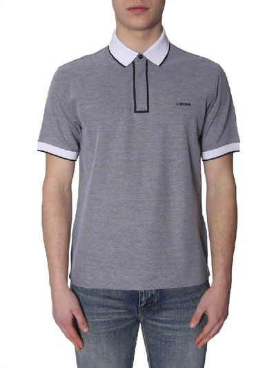Z Zegna Cotton Polo T-shirt In Grey