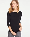 ANN TAYLOR 3/4 SLEEVE BOATNECK LUXE TEE,490037