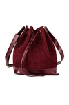Saint Laurent All Over Monogram Burgundy Bucket Bag In Suede In Brown,red