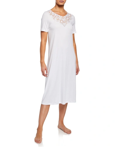 Hanro Aurelia Short-sleeve Nightgown In White