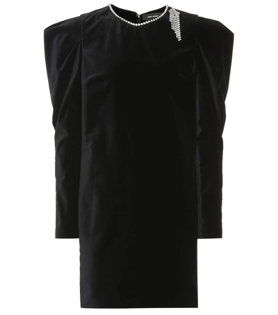 Isabel Marant Ziane Crystal-embellished Velvet Mini Dress In Black
