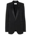 Saint Laurent Black Wool Blazer With Contrasting Lapels In Black