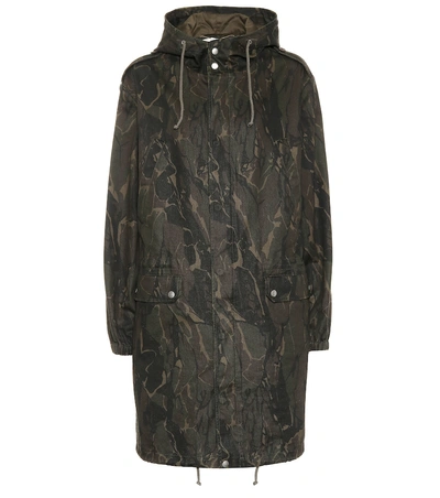 Saint Laurent Camouflage-print Cotton-blend Gabardine Parka In Brown