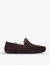 UGG UGG MEN'S DARK BROWN ASCOT SUEDE AND FLEECE SLIPPERS,13106955