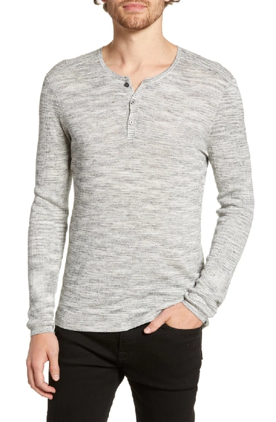 John Varvatos Men's Sean Melange-knit Henley Shirt In Light Grey Hthr