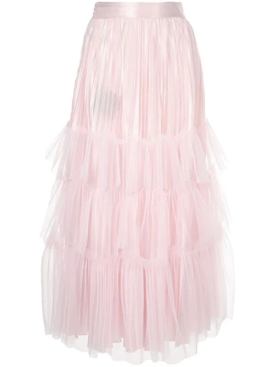 Huishan Zhang Tulle Tiered Maxi Skirt In Pink