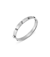 Tory Burch Miller Logo-charm Bangle Bracelet In Silver