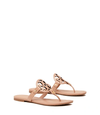 Tory Burch Miller Leather Thong Sandals In Light Makeup
