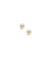 Tory Burch Swarovski Crystal Imitation Pearl Double Stud Earrings In Ivory/tory Gold