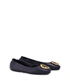 Tory Burch Minnie Travel Ballet Flat In Ink Navy/gold