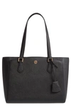 Tory Burch Small Robinson Saffiano Leather Tote In Black