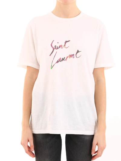 Saint Laurent T-shirt Animalier Print In White