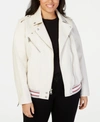 Levi's Trendy Plus Size Faux-leather Moto Jacket In Oyster