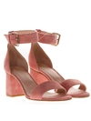 RED VALENTINO 60MM CHUNKY HEEL ROSE SUEDE SANDALS,10824049