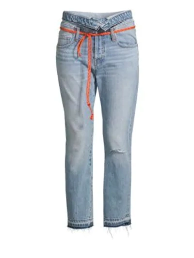 Hudson Jessi Fold Over Tie Waist Jeans In Destructed Recoil