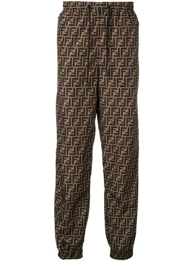 Fendi Ff-motif Drawstring Track Trousers In Brown