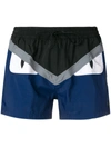 FENDI FENDI BAG BUG MOTIF SWIM SHORTS - 蓝色