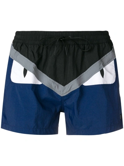 Fendi Bag Bug Motif Swim Shorts - 蓝色 In Blue