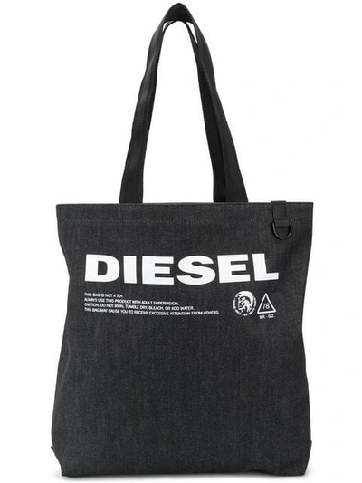 Diesel Denim Logo Tote Bag - 黑色 In Black