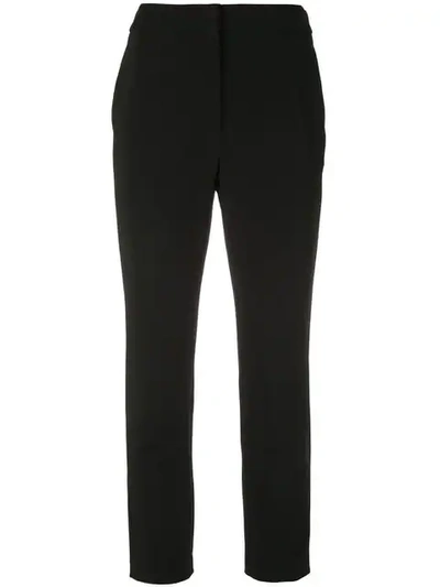 Rosetta Getty Cropped Satin-crepe Tapered Trousers In Black