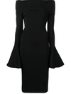 Solace London Black Mori Midi Dress In Nero