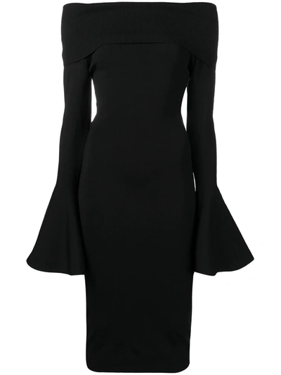 Solace London Black Mori Midi Dress In Nero