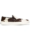 GUCCI GUCCI COWHIDE SLIP-ON SNEAKERS - 棕色