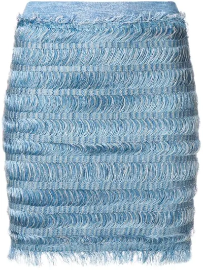 Balmain Fringe Pencil Skirt - 蓝色 In Blue