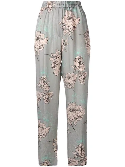 Antonelli Floral Print Trousers In Green