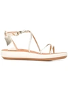 Ancient Greek Sandals Anastasia Metallic Flatform Sandals In Platnium