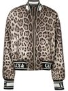 Dolce & Gabbana Leopard-print Sequined Woven Bomber Jacket In Brown