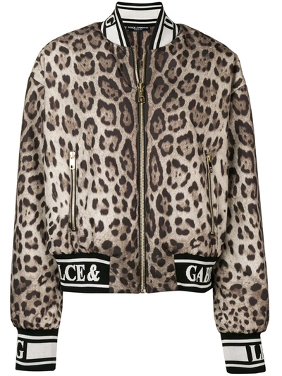 Dolce & Gabbana Leopard-print Sequined Woven Bomber Jacket In Leopard Print