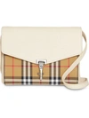 BURBERRY SMALL VINTAGE CHECK AND LEATHER CROSSBODY BAG