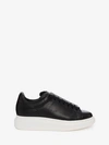 Alexander Mcqueen Black Low Top Sneakers With Logo Lettering On The Tongue In Leather Man In Black