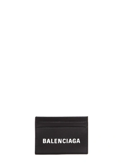 Balenciaga Everyday Logo-print Leather Cardholder In Black